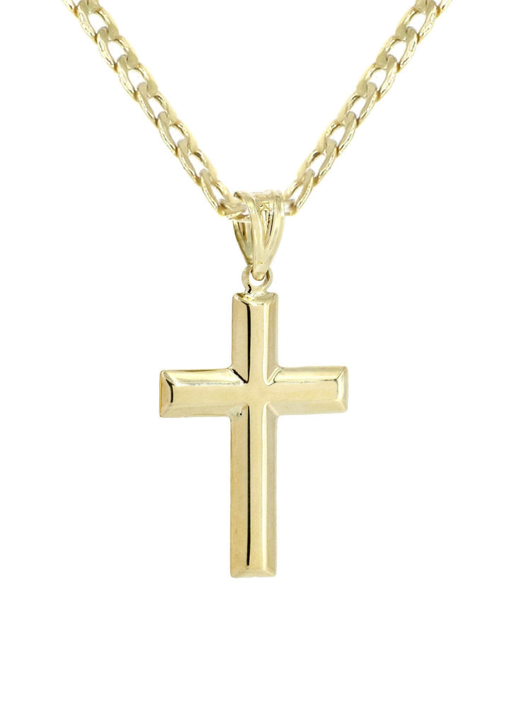 10K Gold Cuban Link & Gold Cross Pendant | 3.58 Grams chain & pendant FROST NYC 