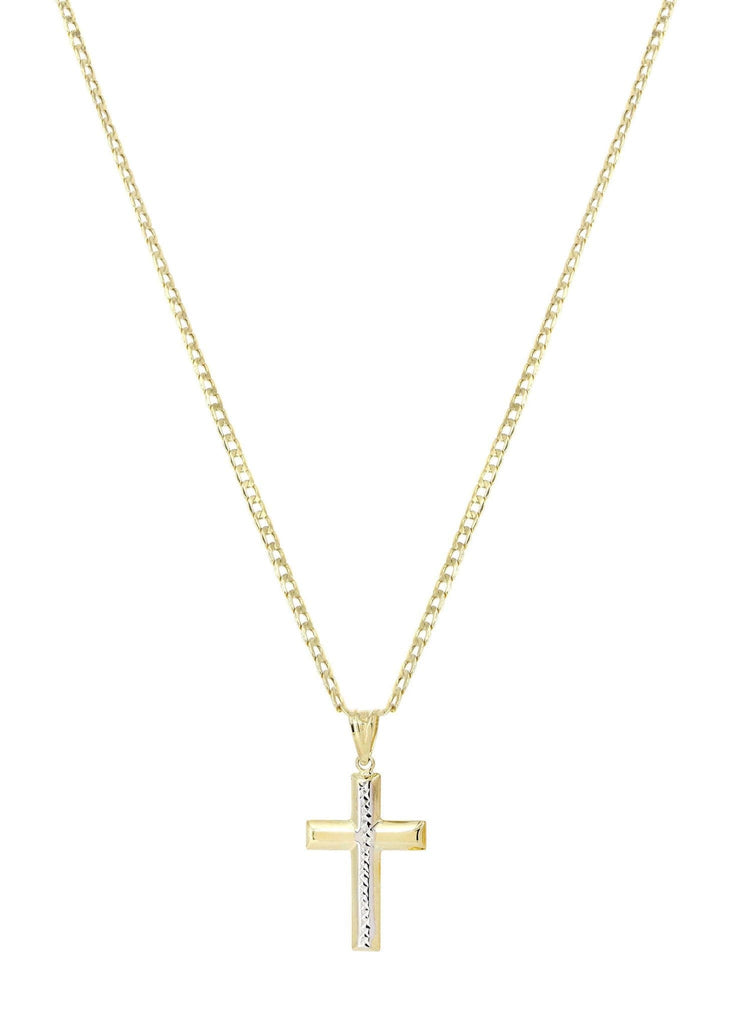 10K Gold Cuban Link & Gold Cross Pendant | 3.58 Grams chain & pendant FROST NYC 