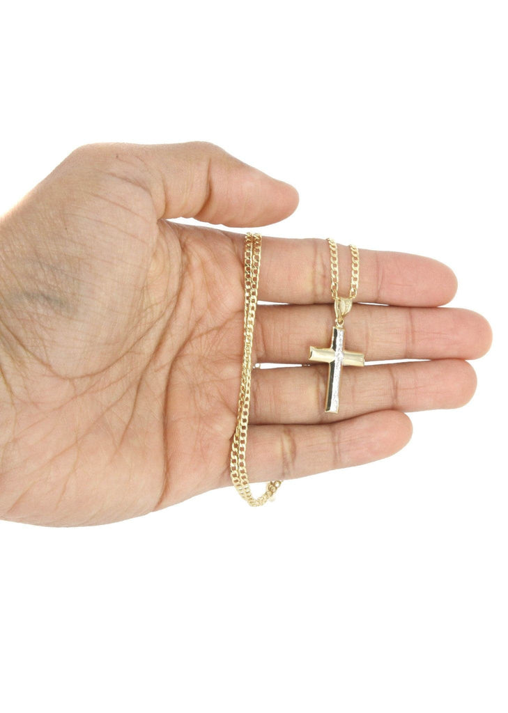 10K Gold Cuban Link & Gold Cross Pendant | 3.58 Grams chain & pendant FROST NYC 