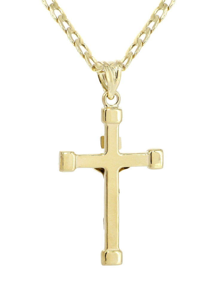 10K Gold Cuban Link & Gold Cross Pendant | 4.17 Grams chain & pendant FROST NYC 