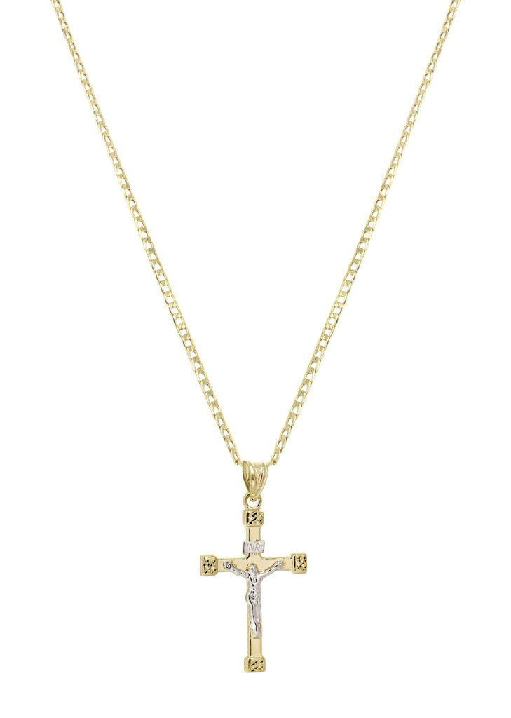 10K Gold Cuban Link & Gold Cross Pendant | 4.17 Grams chain & pendant FROST NYC 