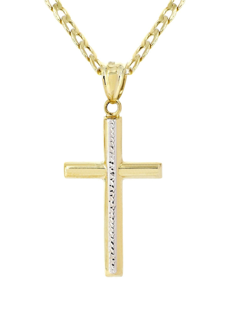 10K Gold Cuban Link & Gold Cross Pendant | 4.51 Grams chain & pendant FROST NYC 