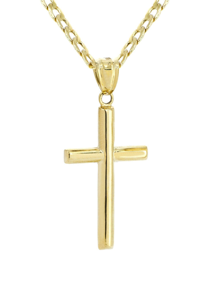 10K Gold Cuban Link & Gold Cross Pendant | 4.51 Grams chain & pendant FROST NYC 