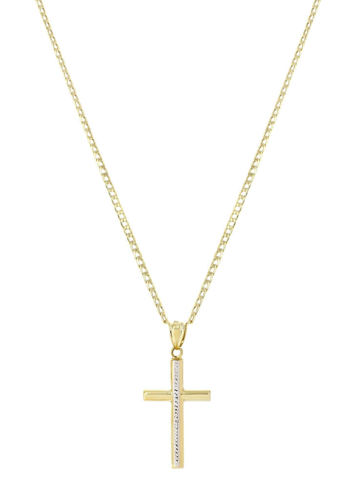 10K Gold Cuban Link & Gold Cross Pendant | 4.51 Grams chain & pendant FROST NYC 