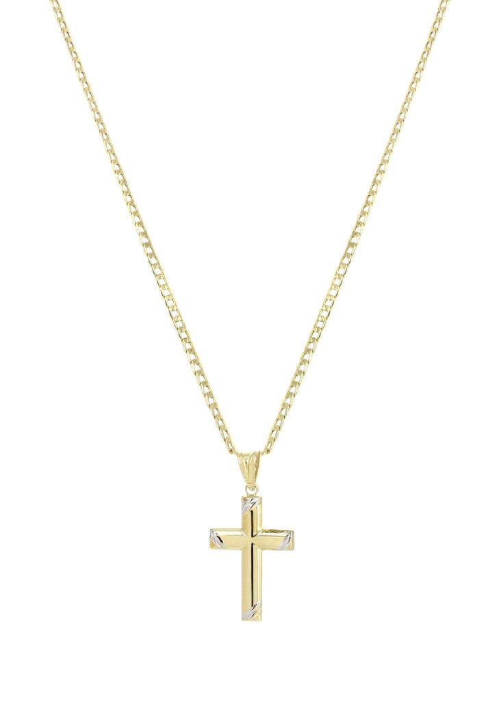 10K Gold Cuban Link & Gold Cross Pendant | 3.55 Grams chain & pendant FROST NYC 