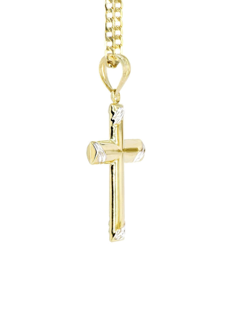 10K Gold Cuban Link & Gold Cross Pendant | 3.55 Grams chain & pendant FROST NYC 