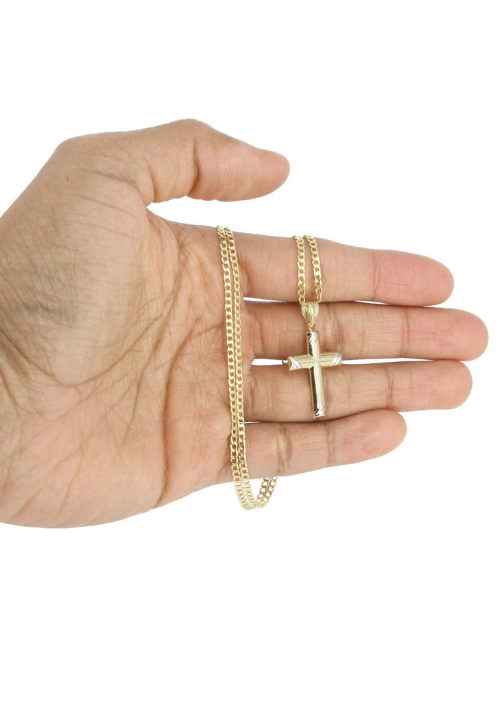 10K Gold Cuban Link & Gold Cross Pendant | 3.55 Grams chain & pendant FROST NYC 