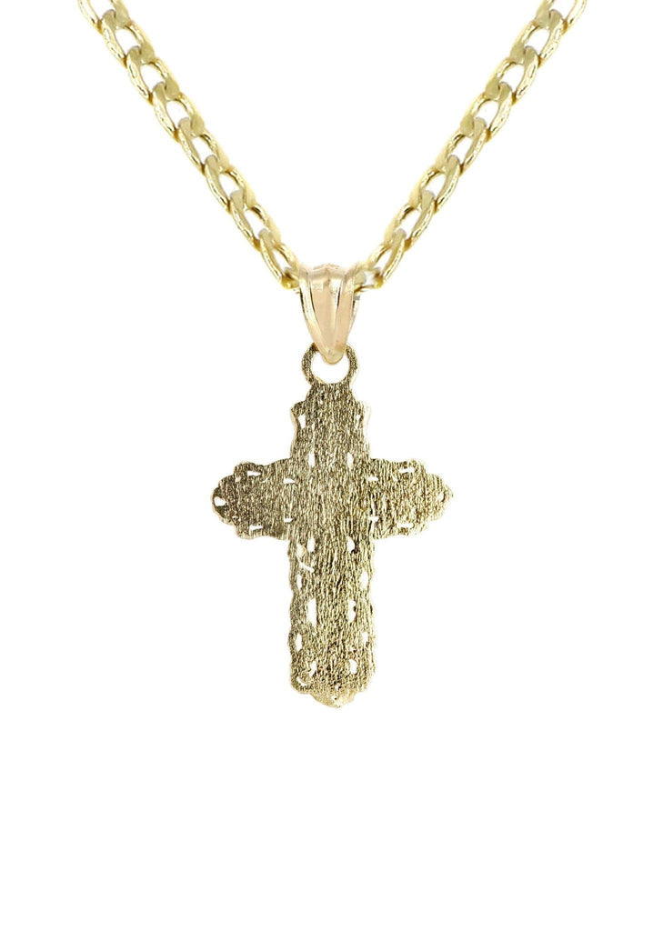 10K Gold Cuban Link & Gold Cross Pendant | 2.8 Grams chain & pendant FROST NYC 