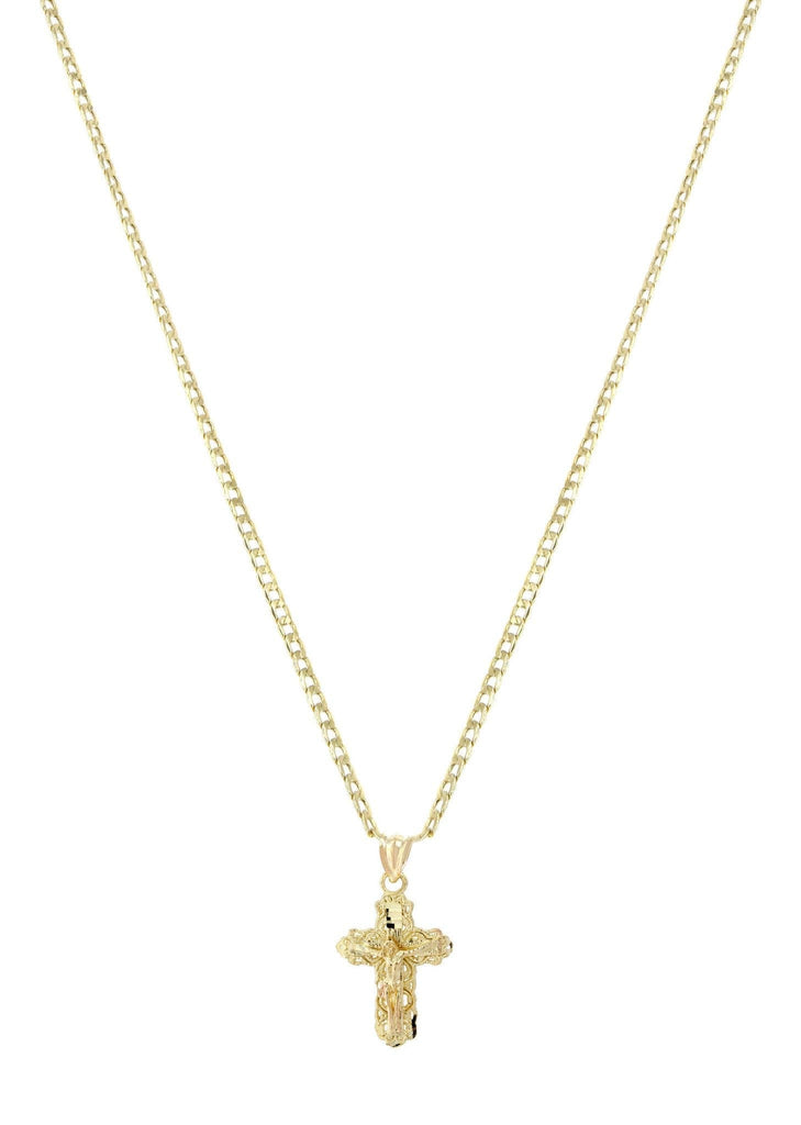 10K Gold Cuban Link & Gold Cross Pendant | 2.8 Grams chain & pendant FROST NYC 