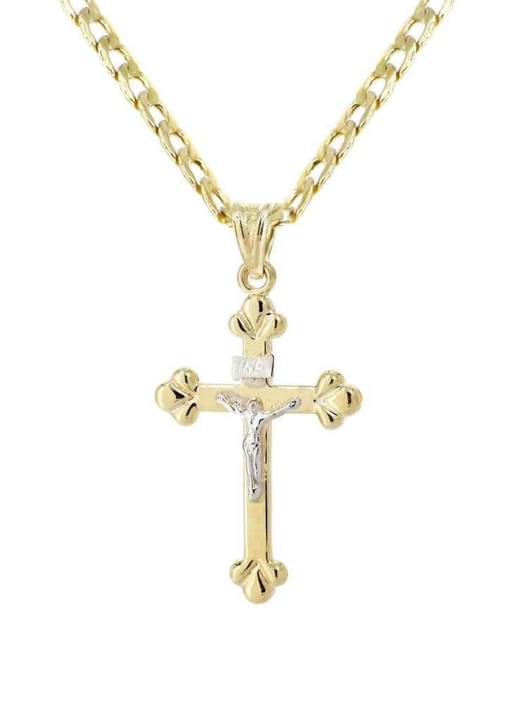 10K Gold Cuban Link & Gold Cross Pendant | 3.3 Grams chain & pendant FROST NYC 