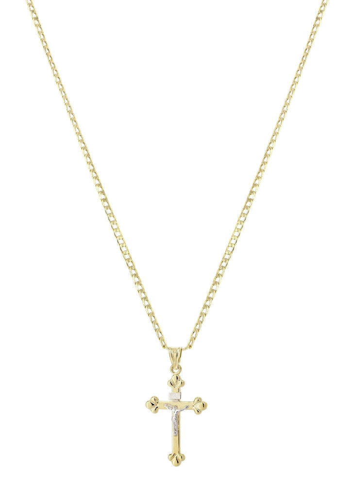 10K Gold Cuban Link & Gold Cross Pendant | 3.3 Grams chain & pendant FROST NYC 