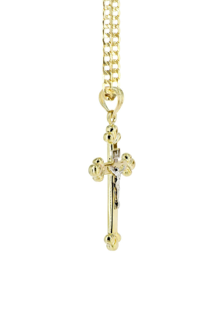 10K Gold Cuban Link & Gold Cross Pendant | 3.3 Grams chain & pendant FROST NYC 