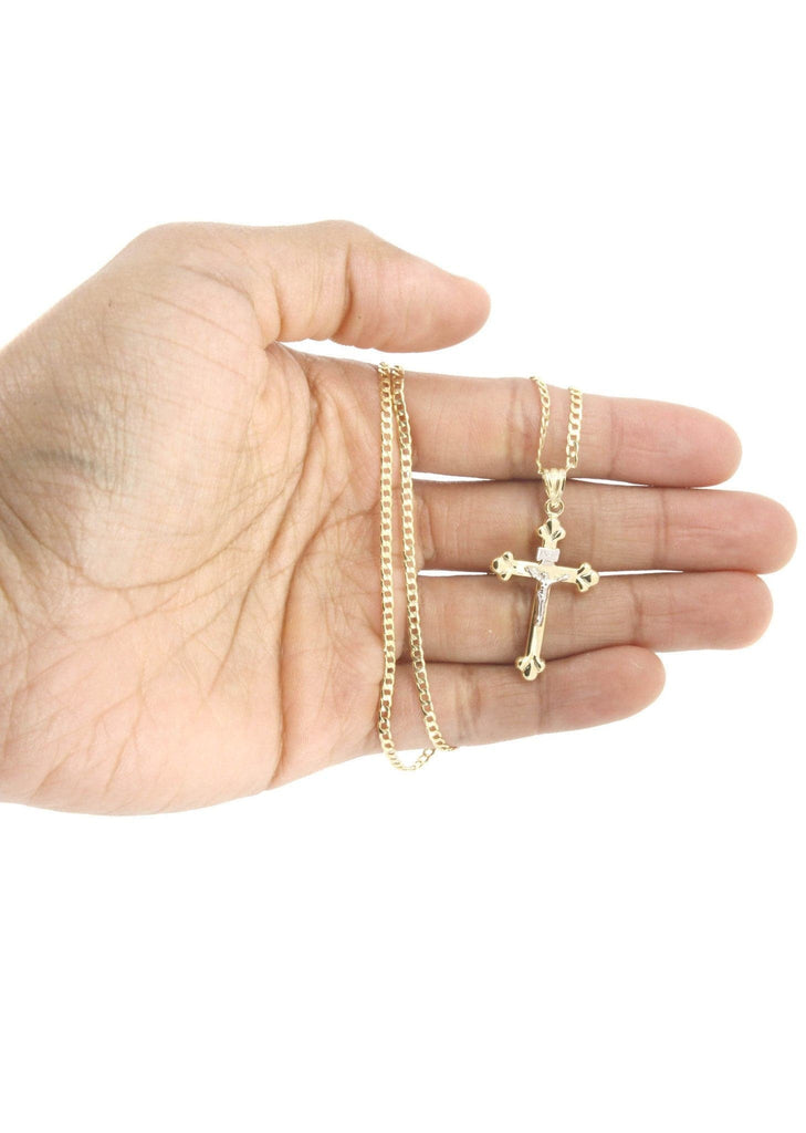 10K Gold Cuban Link & Gold Cross Pendant | 3.3 Grams chain & pendant FROST NYC 