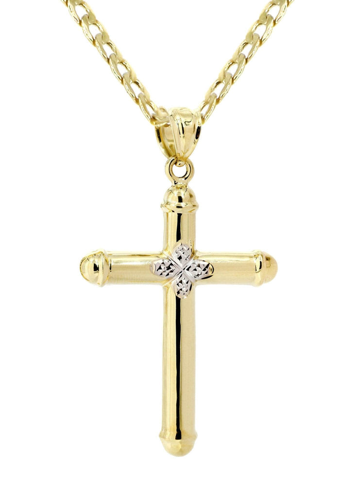 10K Gold Cuban Link & Gold Cross Pendant | 3.12 Grams chain & pendant FROST NYC 