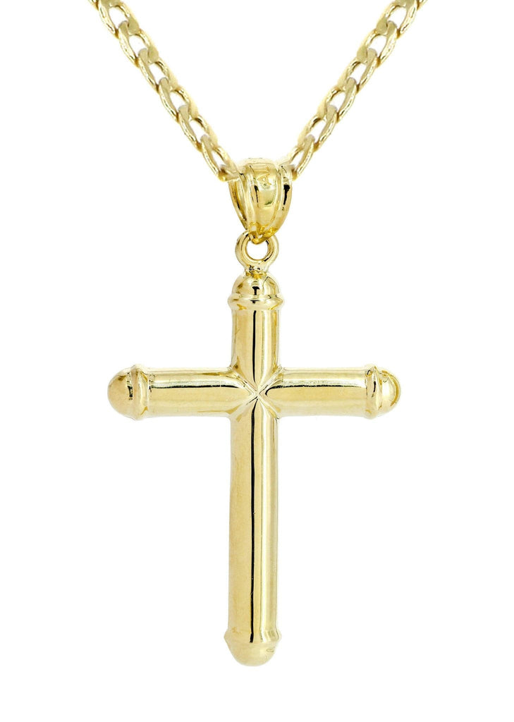 10K Gold Cuban Link & Gold Cross Pendant | 3.12 Grams chain & pendant FROST NYC 