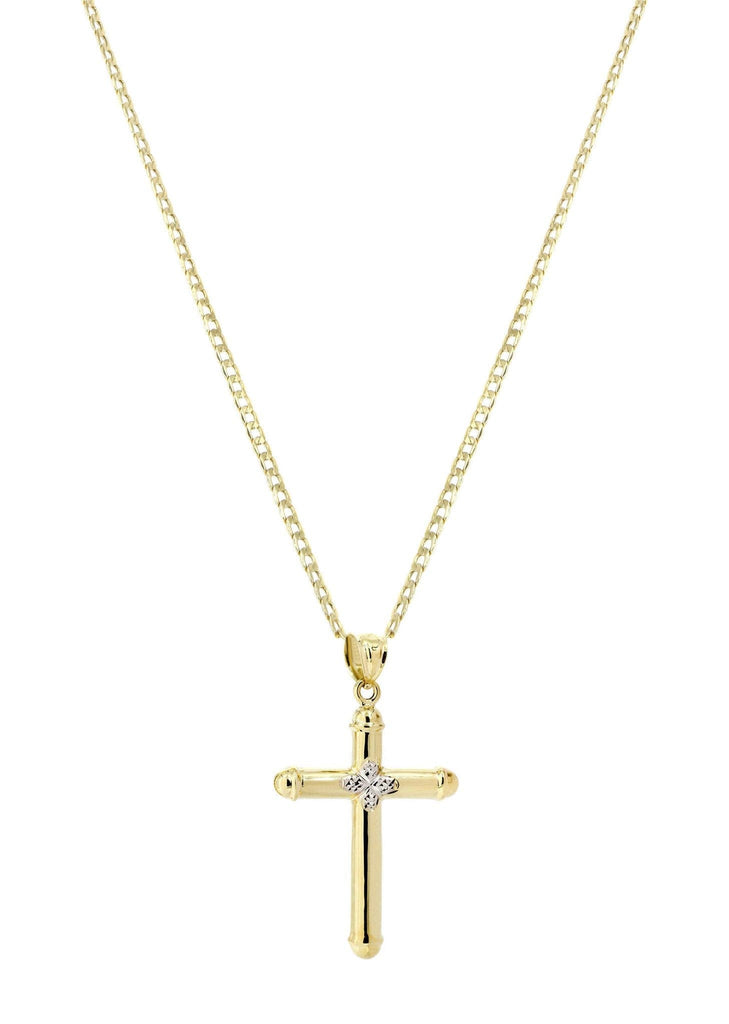 10K Gold Cuban Link & Gold Cross Pendant | 3.12 Grams chain & pendant FROST NYC 