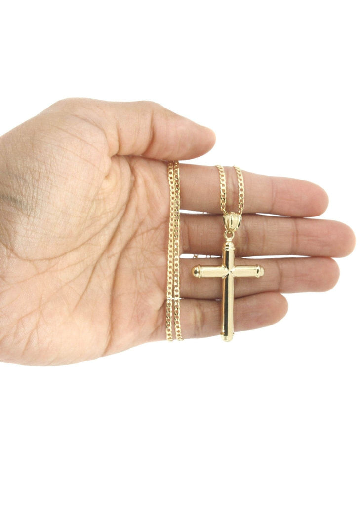 10K Gold Cuban Link & Gold Cross Pendant | 3.12 Grams chain & pendant FROST NYC 