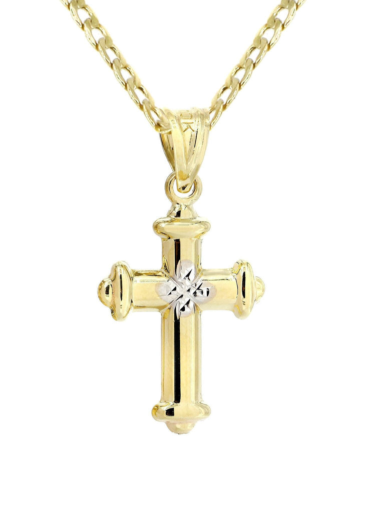 10K Gold Cuban Link & Gold Cross Pendant | 3.2 Grams chain & pendant FROST NYC 