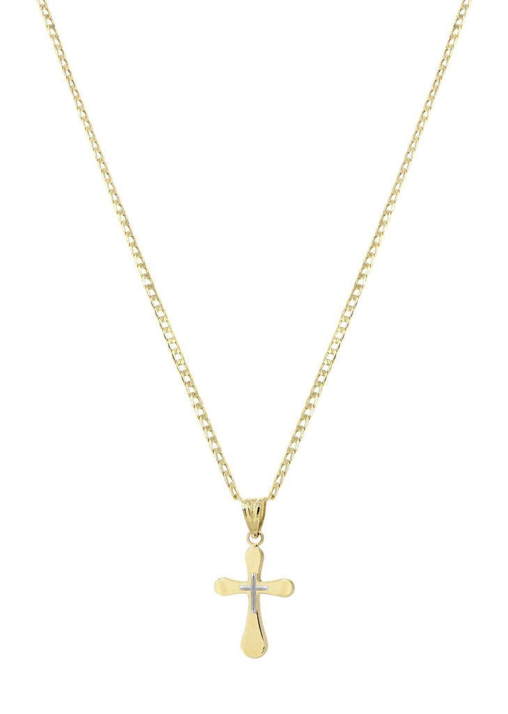 10K Gold Cuban Link & Gold Cross Pendant | 3.4 Grams chain & pendant FROST NYC 