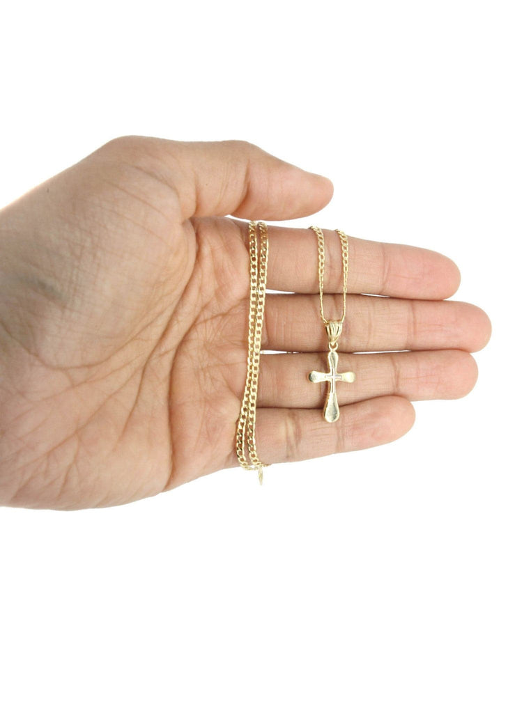 10K Gold Cuban Link & Gold Cross Pendant | 3.4 Grams chain & pendant FROST NYC 