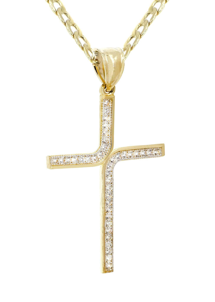 10K Gold Cuban Link Chain & Gold Cross Pendant | 4.18 Grams chain & pendant FROST NYC 