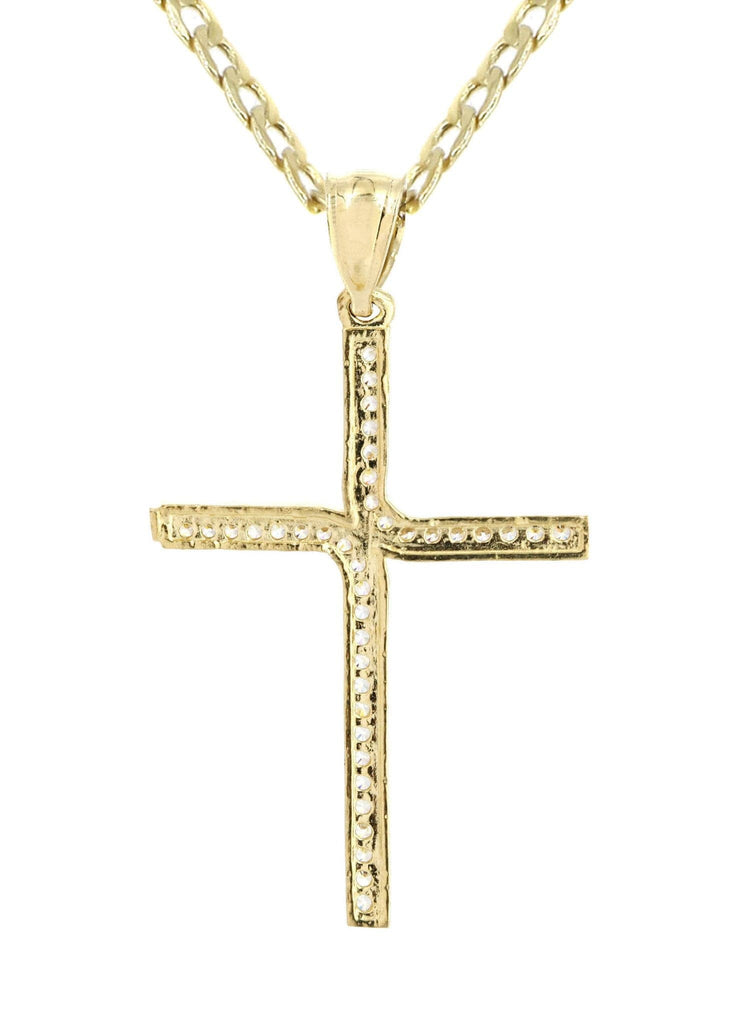 10K Gold Cuban Link Chain & Gold Cross Pendant | 4.18 Grams chain & pendant FROST NYC 