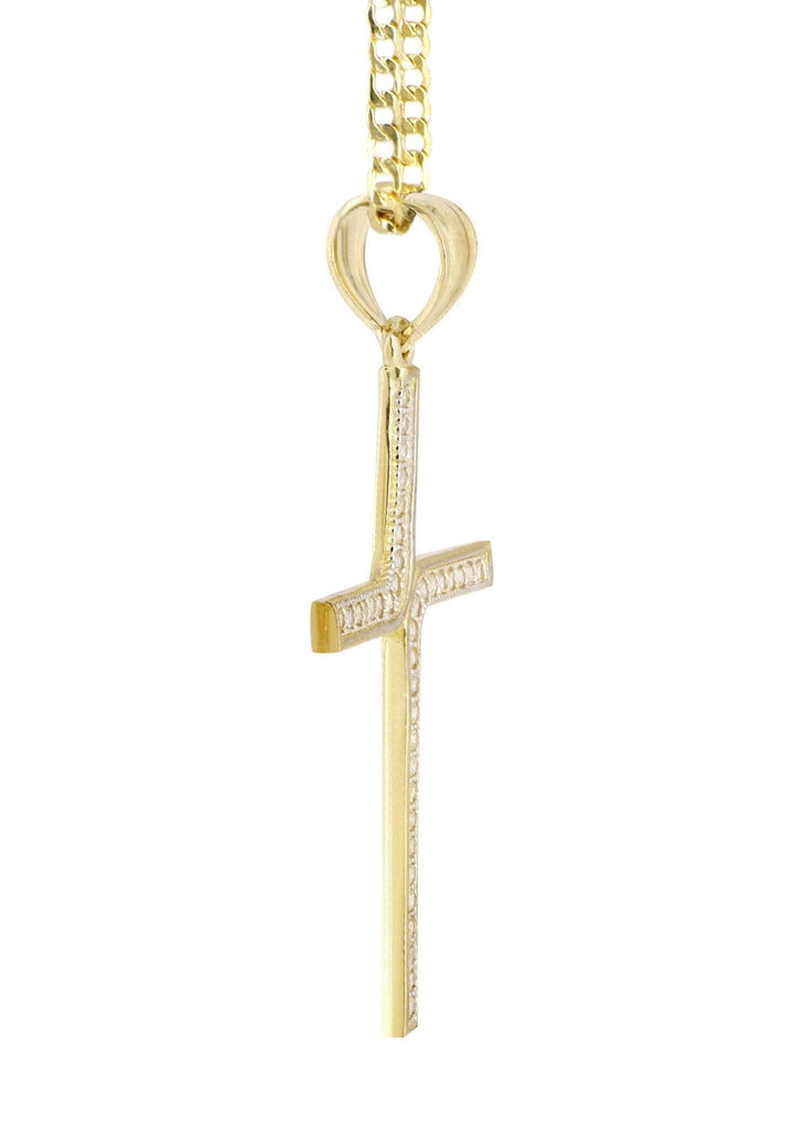 10K Gold Cuban Link Chain & Gold Cross Pendant | 4.18 Grams chain & pendant FROST NYC 