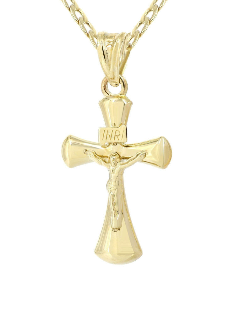 10K Gold Cuban Link & Gold Cross Pendant | 3.66 Grams chain & pendant FROST NYC 