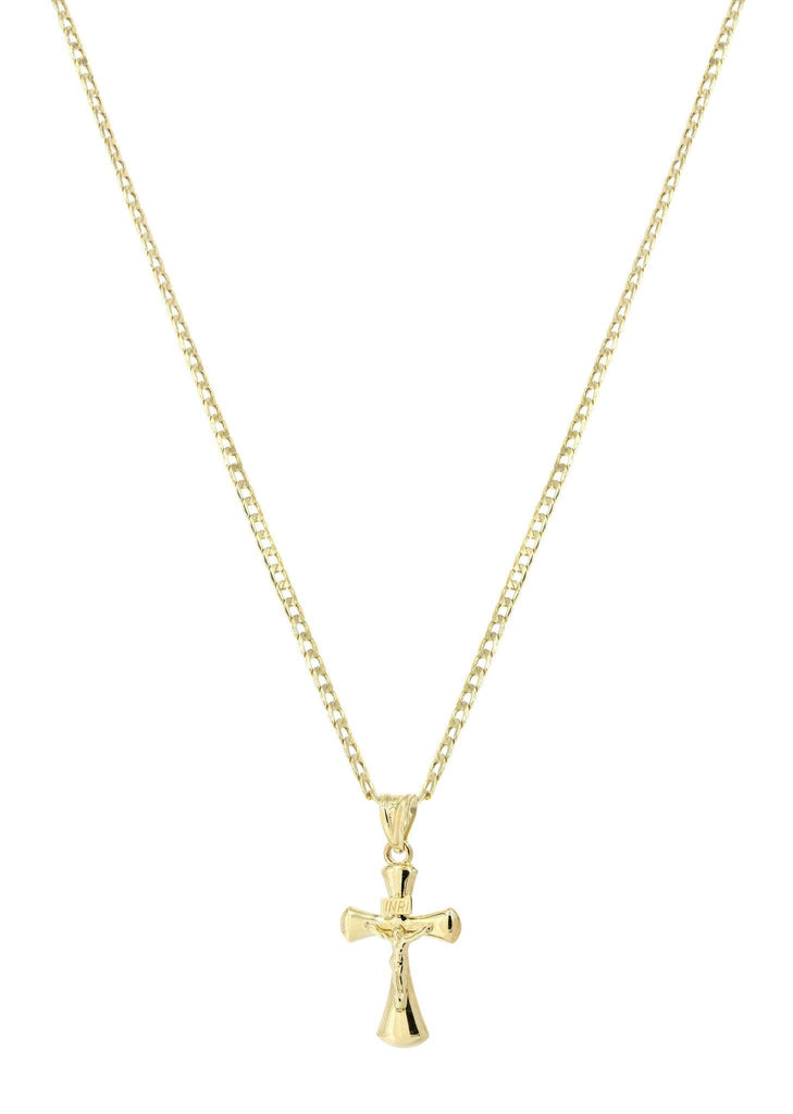 10K Gold Cuban Link & Gold Cross Pendant | 3.66 Grams chain & pendant FROST NYC 