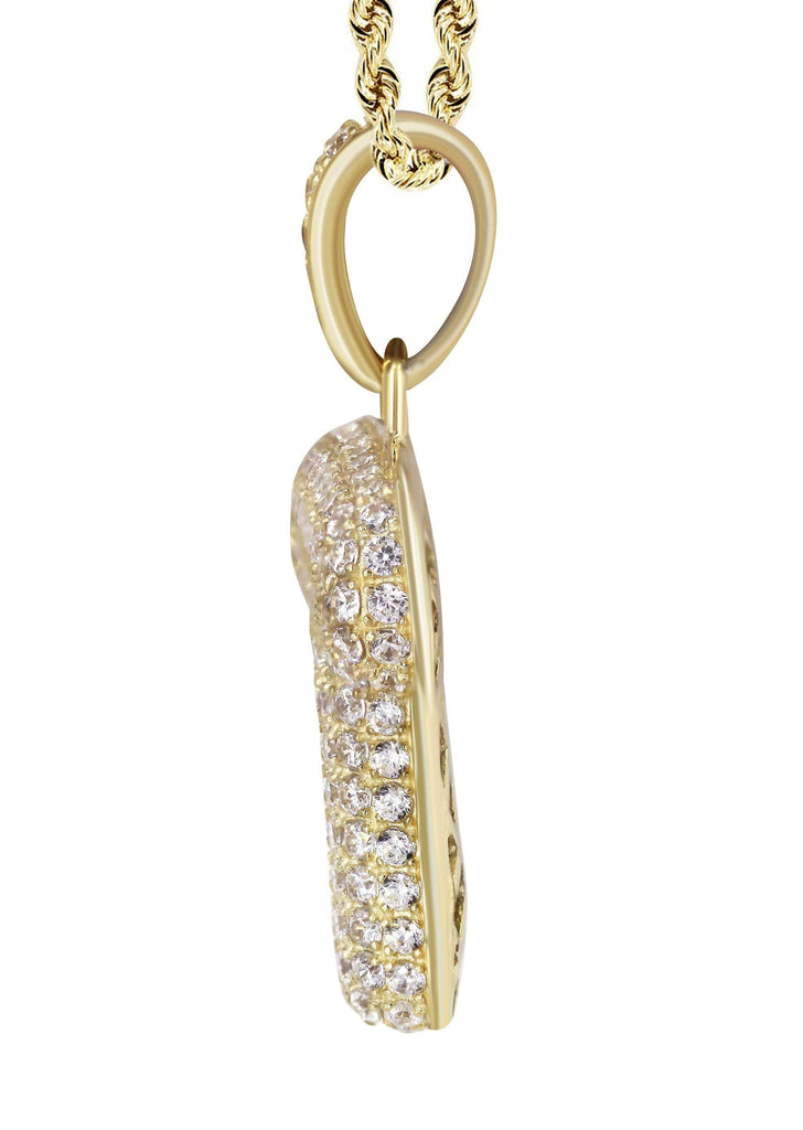 10K Yellow Gold Rope Chain & Bubble Letter "T" Cz Pendant | Appx. 13 Grams chain & pendant FrostNYC 