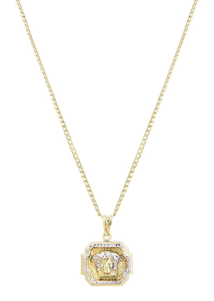 10K Gold Cuban Link Chain & Gold Medusa Style Pendant | 3.95 Grams chain & pendant FROST NYC 