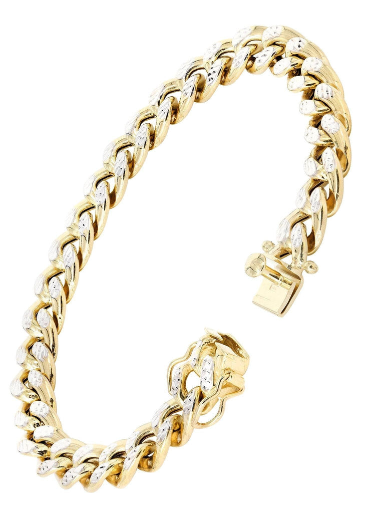 Hollow Mens Diamond Cut Miami Cuban Link Bracelet 10K Gold Men's Gold Bracelets FROST NYC 