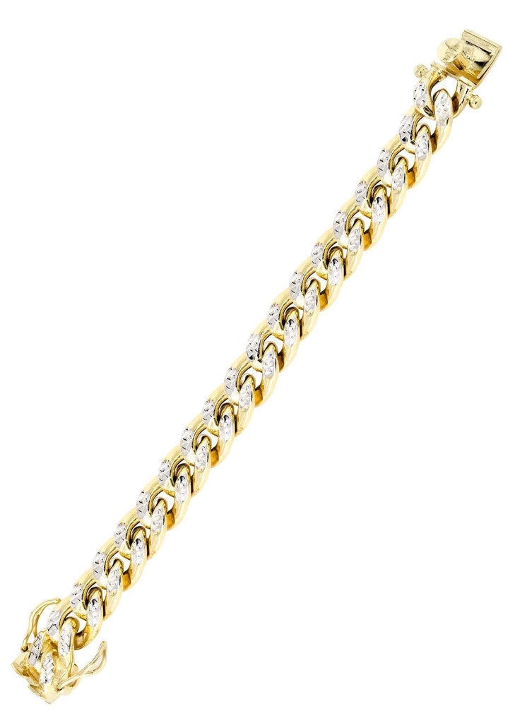 Hollow Mens Diamond Cut Miami Cuban Link Bracelet 10K Gold Men's Gold Bracelets FROST NYC 
