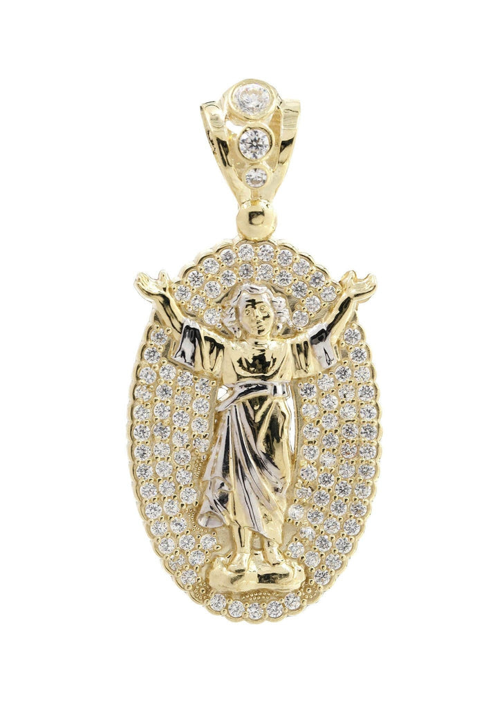 Big Baby Jesus & Cz 10K Yellow Gold Pendant. | 9.5 Grams MEN'S PENDANTS FROST NYC 