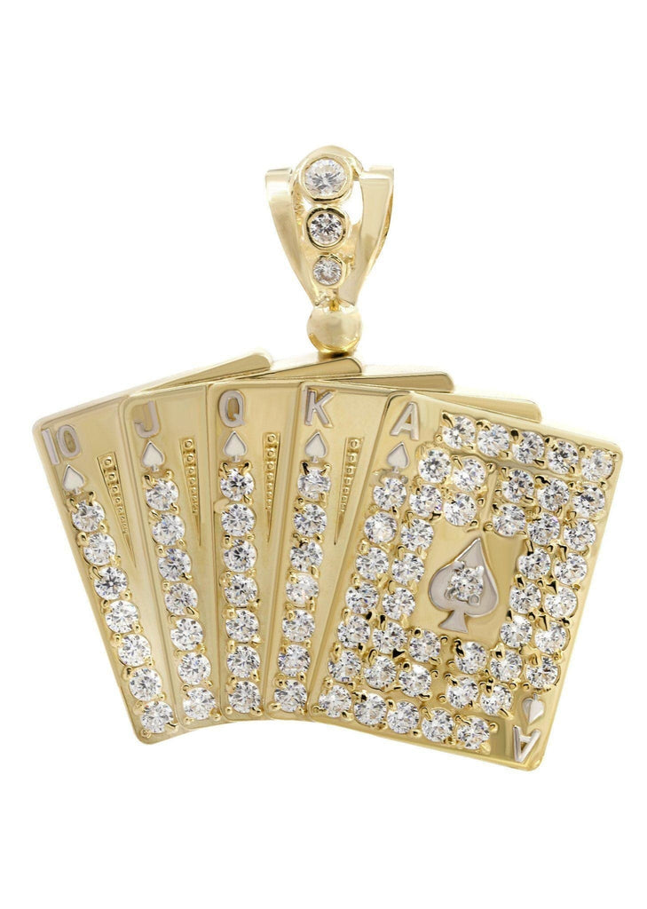 Big Cards & Cz 10K Yellow Gold Pendant. | 16.2 Grams MEN'S PENDANTS FROST NYC 