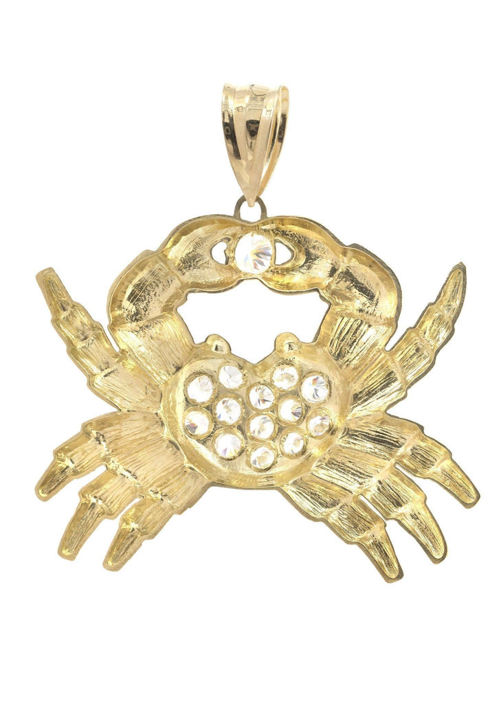 Big Crab & Cz 10K Yellow Gold Pendant. | 20.5 Grams MEN'S PENDANTS FROST NYC 