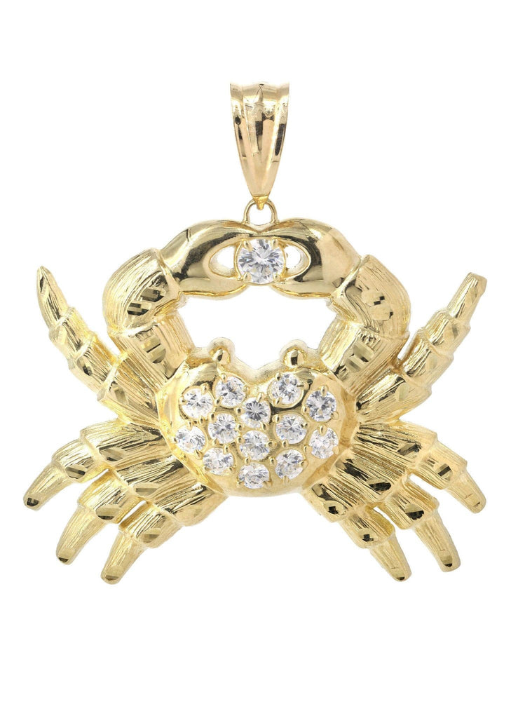 Big Crab & Cz 10K Yellow Gold Pendant. | 20.5 Grams MEN'S PENDANTS FROST NYC 