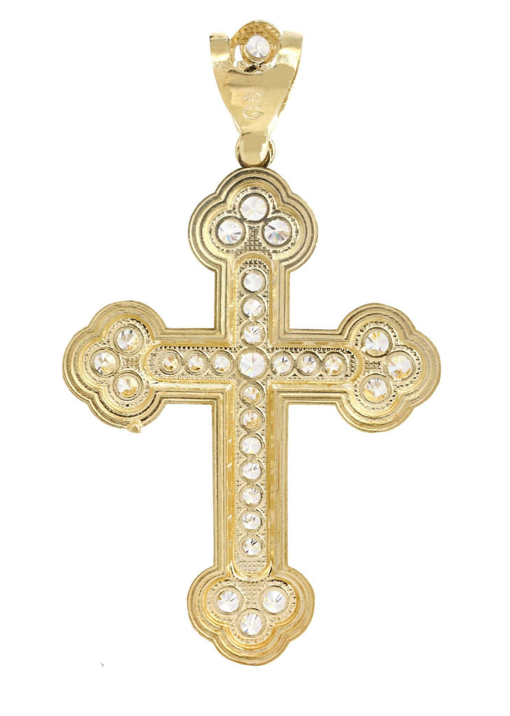 Big Gold Cross & Cz 10K Yellow Gold Pendant. | 12.8 Grams MEN'S PENDANTS FROST NYC 