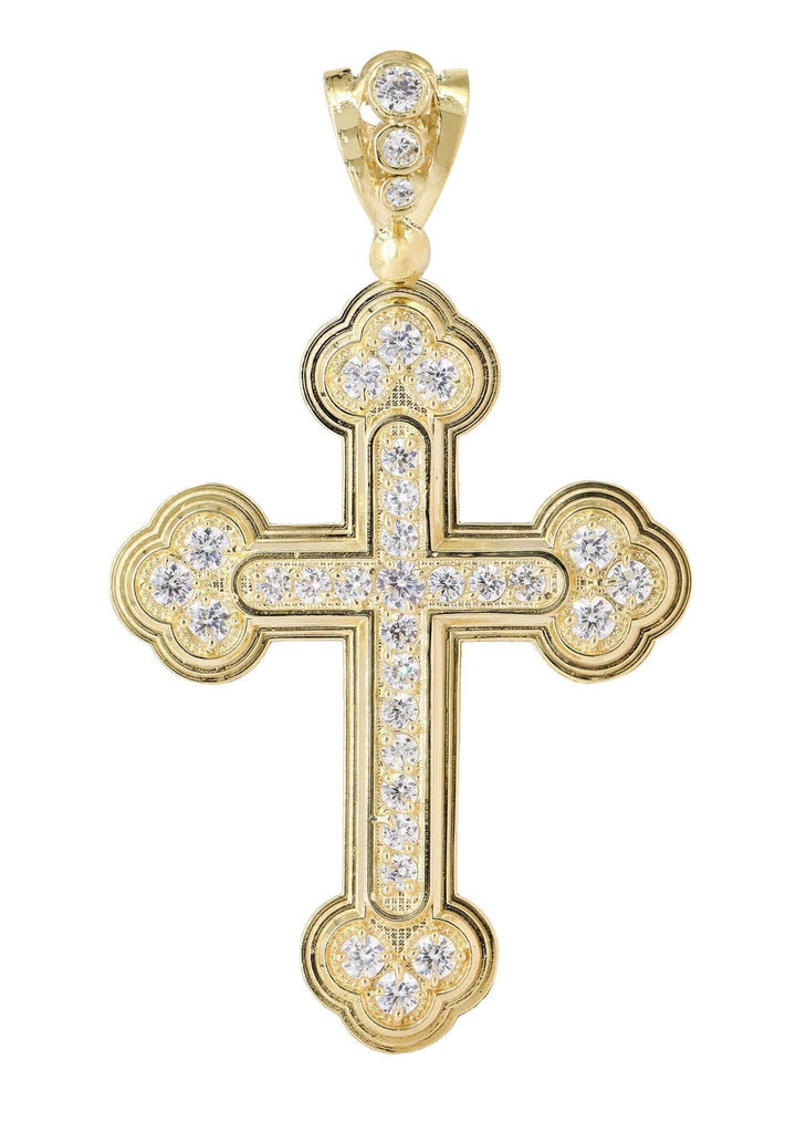 Big Gold Cross & Cz 10K Yellow Gold Pendant. | 12.8 Grams MEN'S PENDANTS FROST NYC 