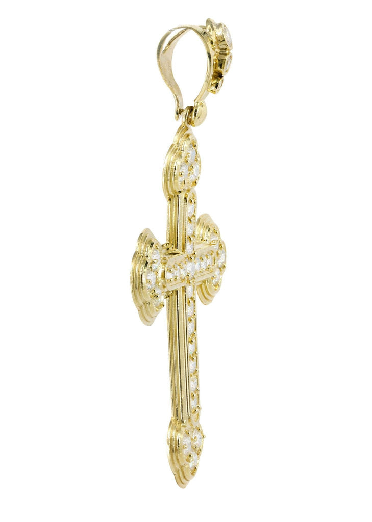 Big Gold Cross & Cz 10K Yellow Gold Pendant. | 12.8 Grams MEN'S PENDANTS FROST NYC 