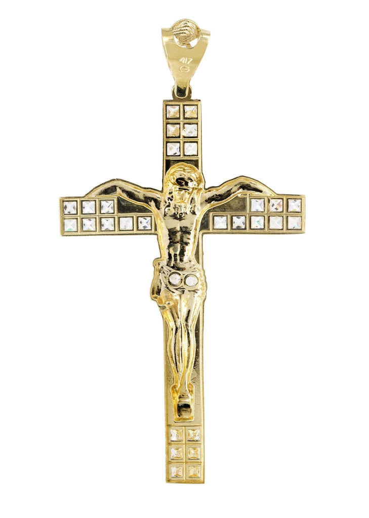 Big Gold Cross & Cz 10K Yellow Gold Pendant. | 11.2 Grams MEN'S PENDANTS FROST NYC 