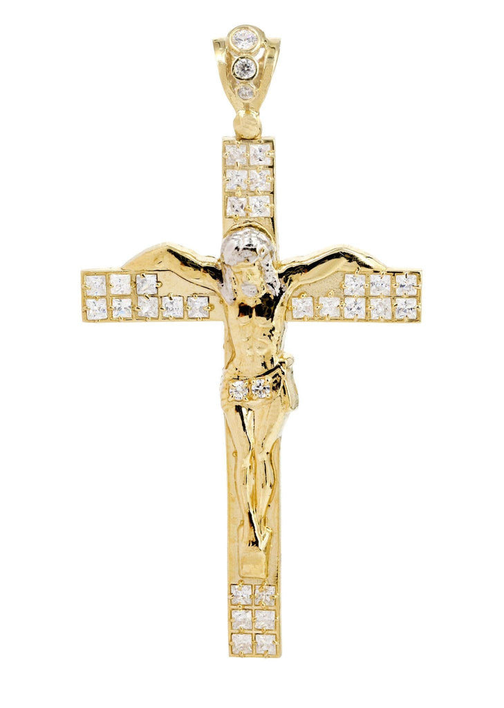 Big Gold Cross & Cz 10K Yellow Gold Pendant. | 11.2 Grams MEN'S PENDANTS FROST NYC 