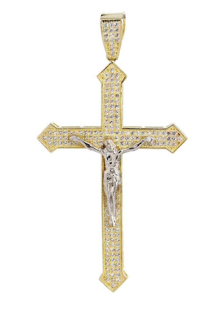 Big Gold Cross & Cz 10K Yellow Gold Pendant. | 7.3 Grams MEN'S PENDANTS FROST NYC 