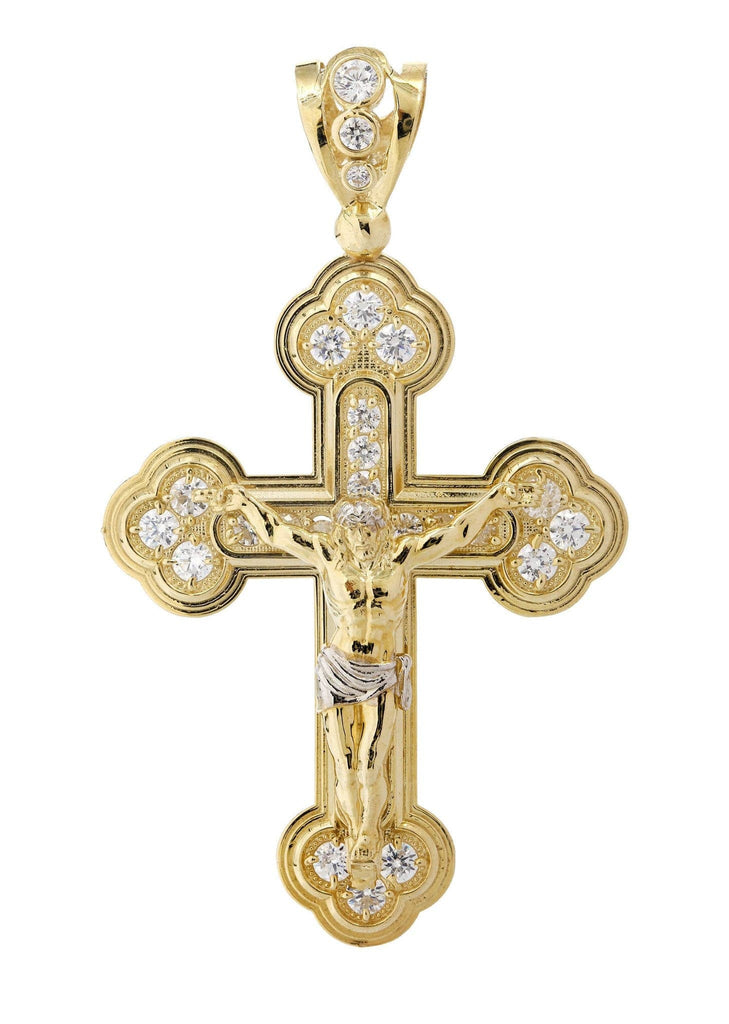 Big Gold Cross & Cz 10K Yellow Gold Pendant. | 13 Grams MEN'S PENDANTS FROST NYC 