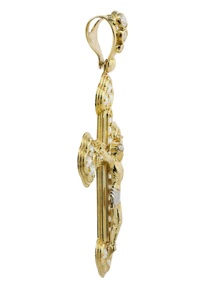 Big Gold Cross & Cz 10K Yellow Gold Pendant. | 13 Grams MEN'S PENDANTS FROST NYC 