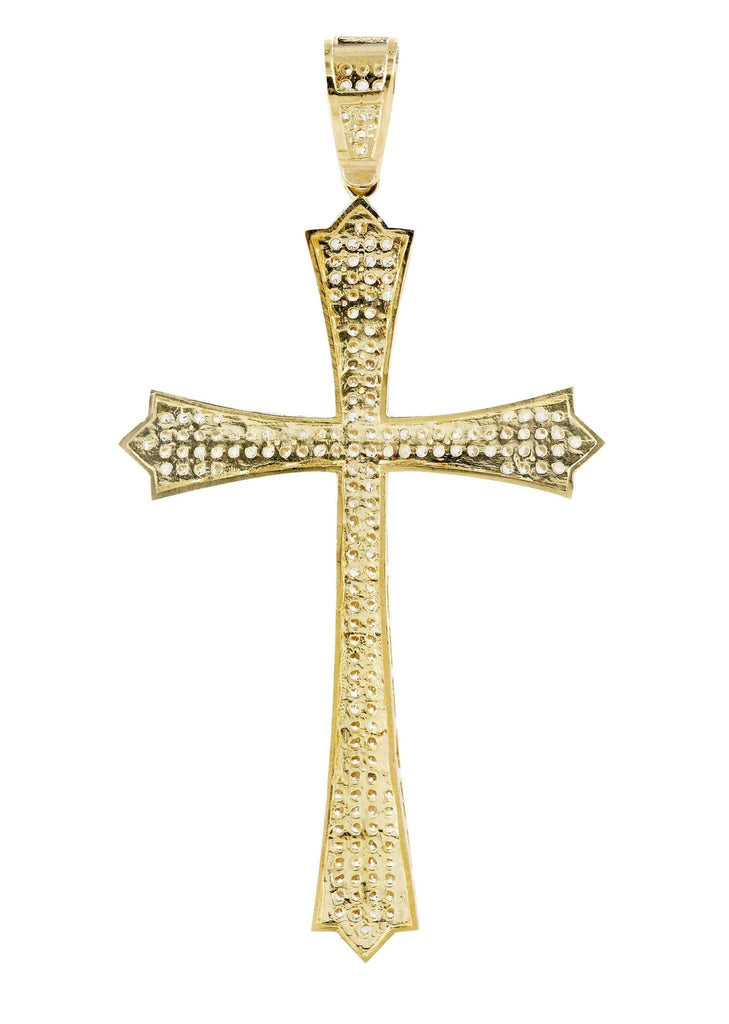 Big Gold Cross & Cz 10K Yellow Gold Pendant. | 6.3 Grams MEN'S PENDANTS FROST NYC 