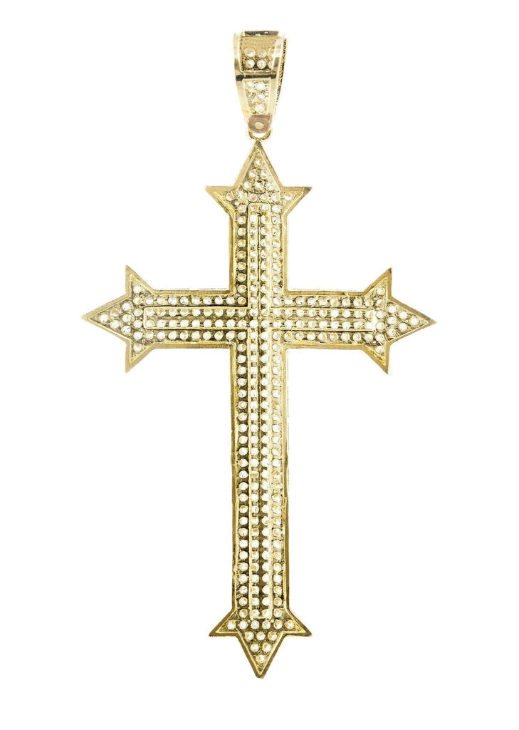 Big Gold Cross & Cz 10K Yellow Gold Pendant. | 7.8 Grams MEN'S PENDANTS FROST NYC 