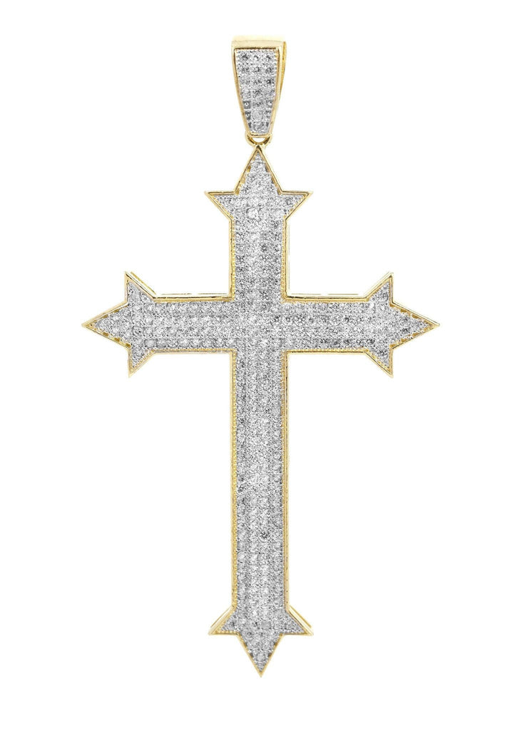 Big Gold Cross & Cz 10K Yellow Gold Pendant. | 7.8 Grams MEN'S PENDANTS FROST NYC 