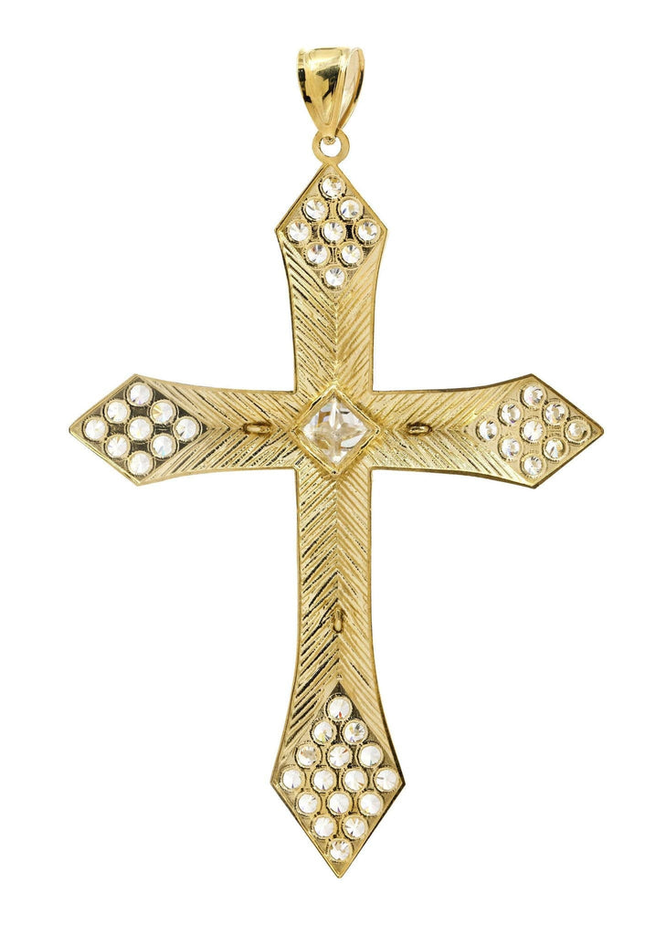 Big Gold Cross & Cz 10K Yellow Gold Pendant. | 13 Grams MEN'S PENDANTS FROST NYC 