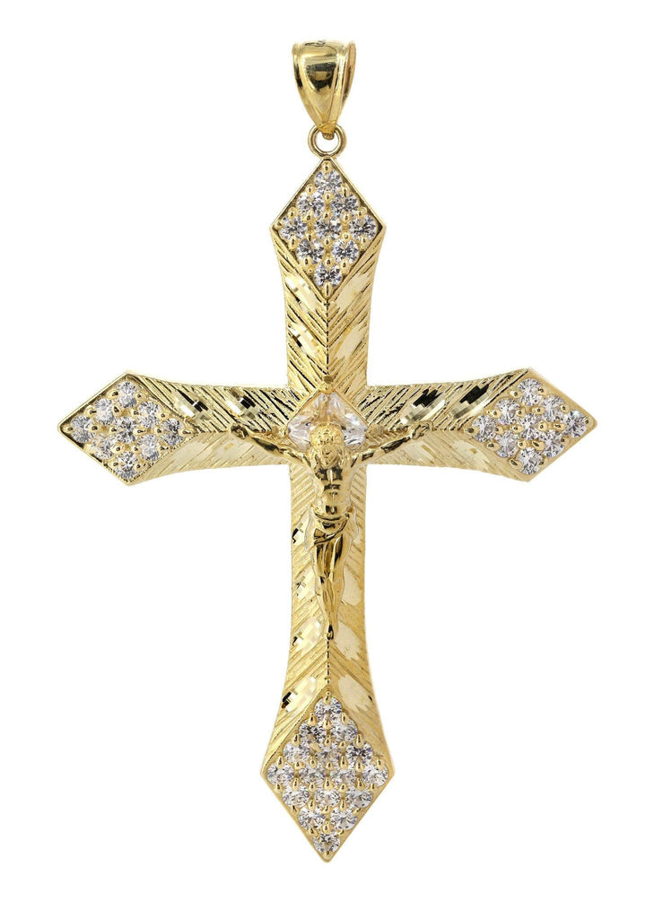 Big Gold Cross & Cz 10K Yellow Gold Pendant. | 13 Grams MEN'S PENDANTS FROST NYC 